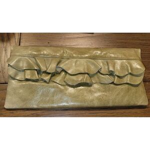 Hobo International Leather Clutch Bag Large Green Y2K Vintage‎